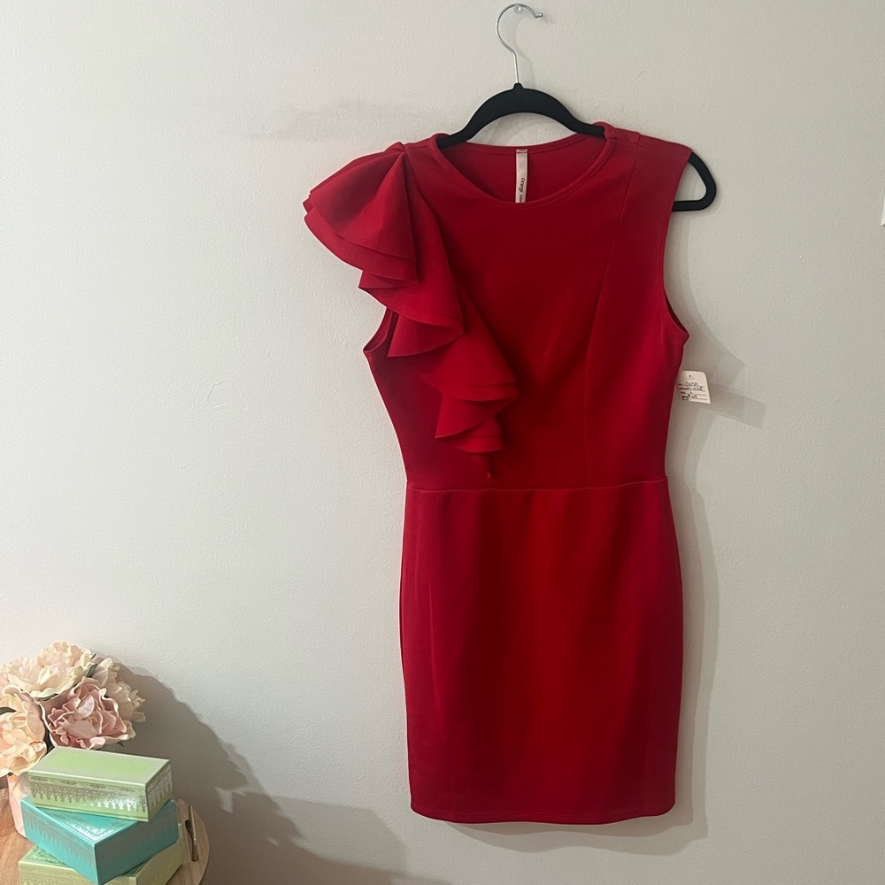 Red Dress with Ruffle